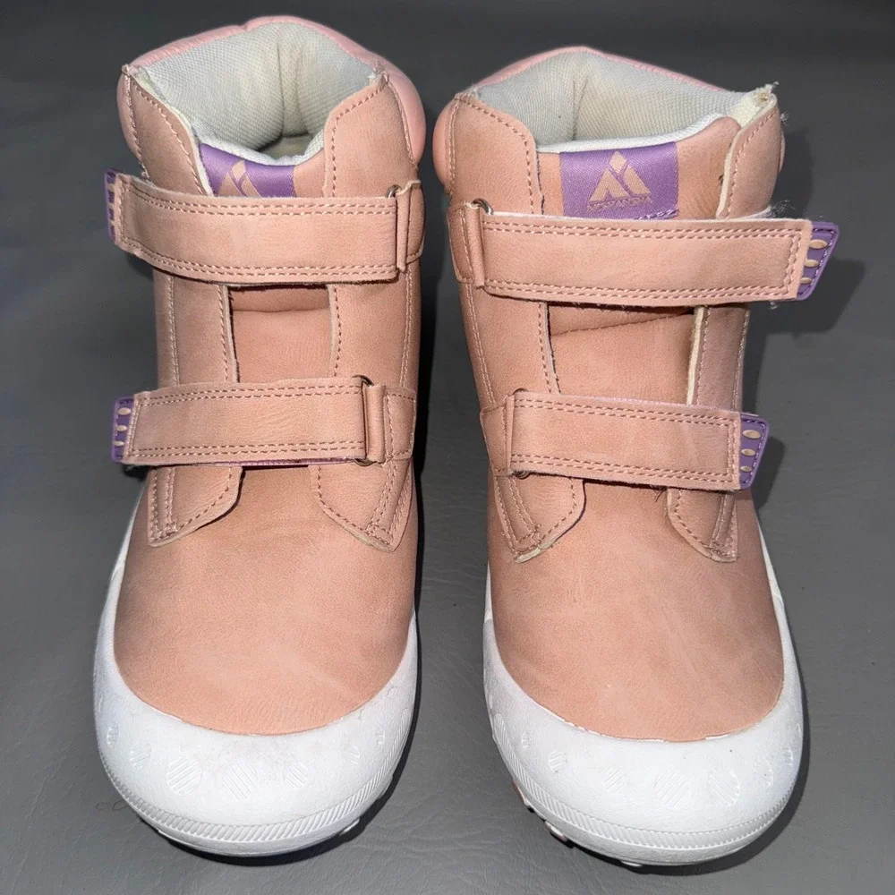 Mishansha Kids High Top Hiking Boots Peach Pink Purple Size 36 Hook Loop Straps